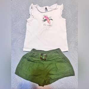 Janie and Jack Green Skirt with Gold Buckle